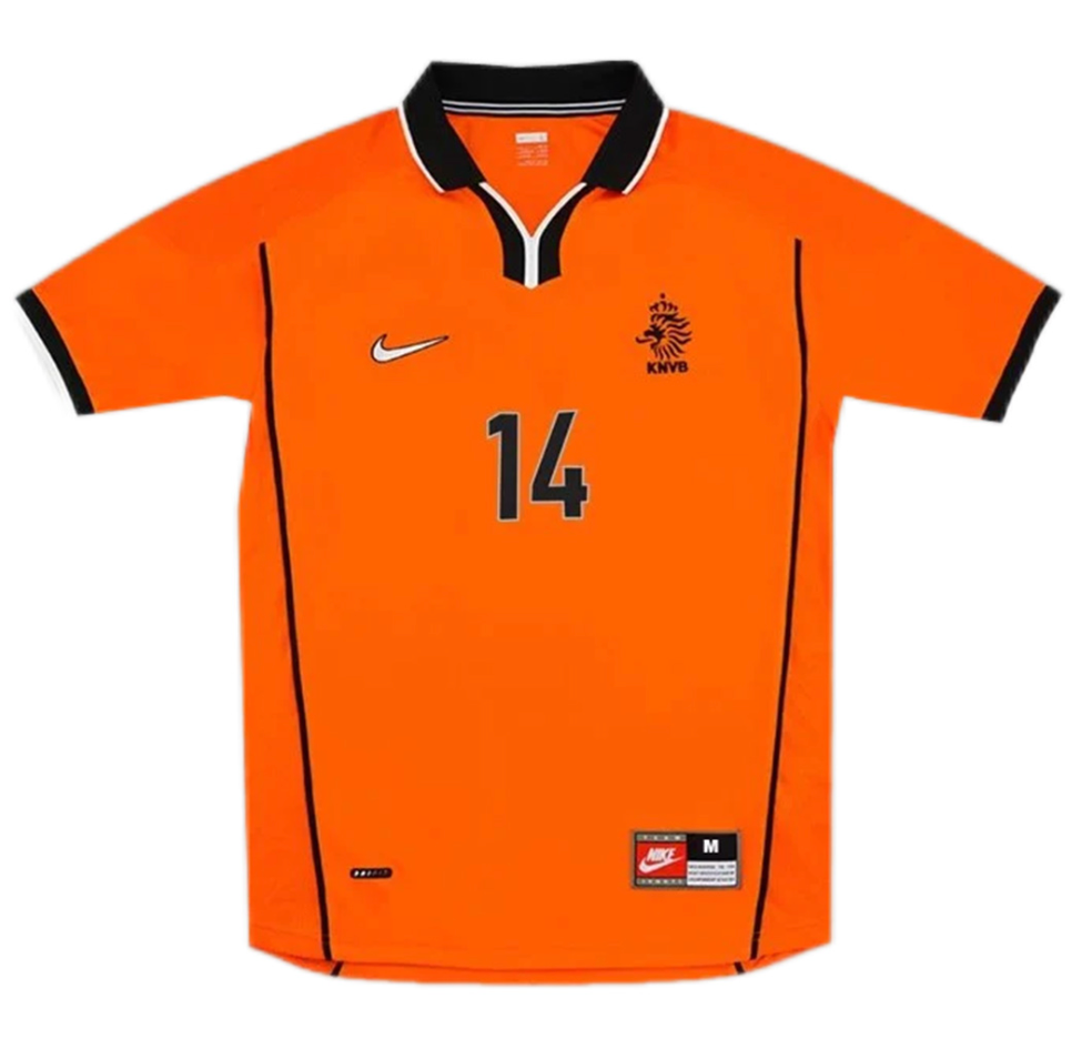 Netherlands OVERMARS #14 Retro Jersey Home Replica World Cup 1998