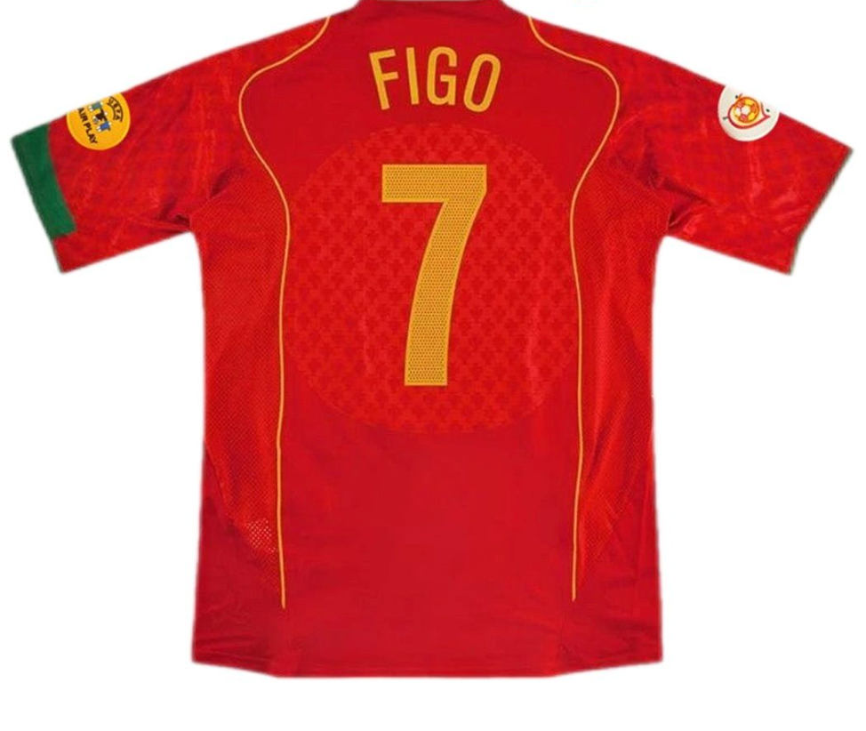 Portugal Figo #7 Retro Jersey Home Euro Cup 2004