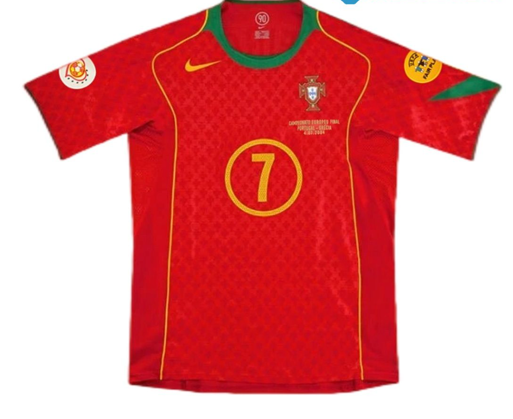 Portugal Figo #7 Retro Jersey Home Euro Cup 2004