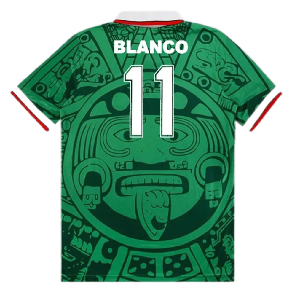 Mexico BLANCO #11 Retro Jersey Home Replica World Cup 1998