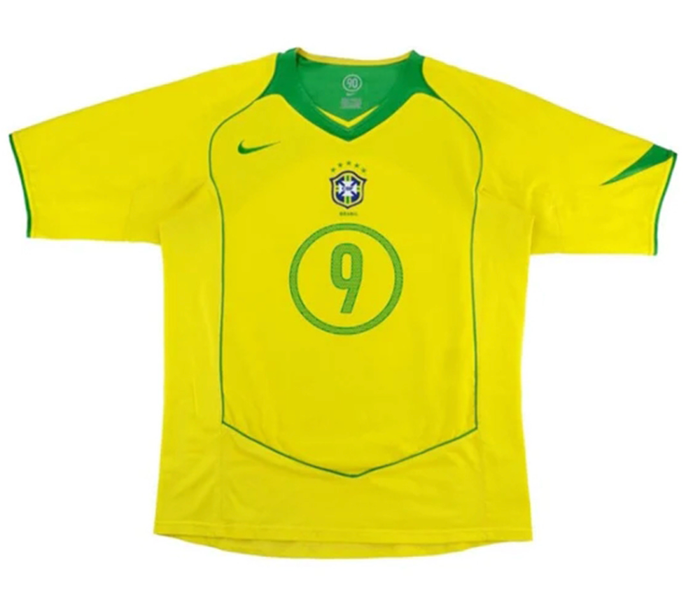 Brazil Ronaldo #9 Retro Jersey Home 2004