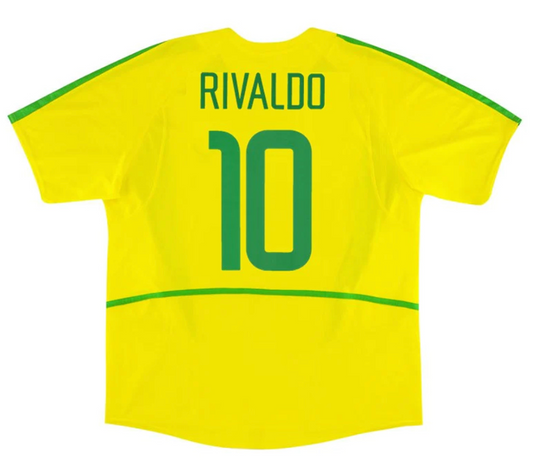 Brazil RIVALDO #10 Retro Jersey Home World Cup 2002