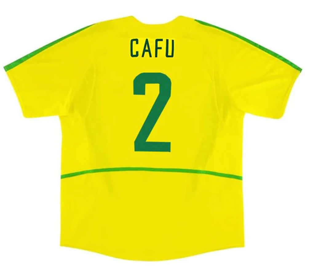 Brazil CAFU #2 Retro Jersey Home World Cup 2002