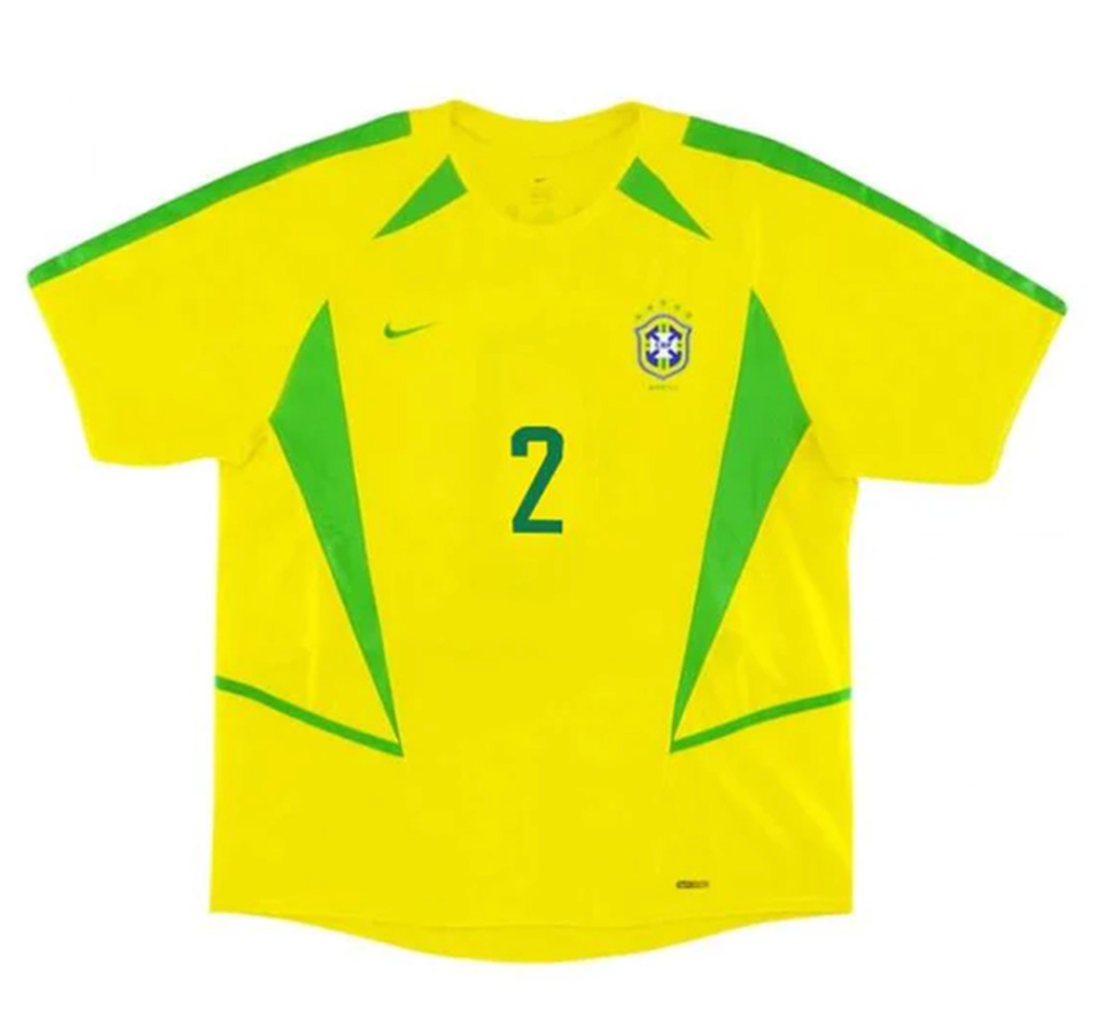 Brazil CAFU #2 Retro Jersey Home World Cup 2002