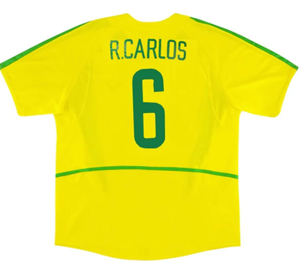 Brazil R.CARLOS #6 Retro Jersey Home World Cup 2002