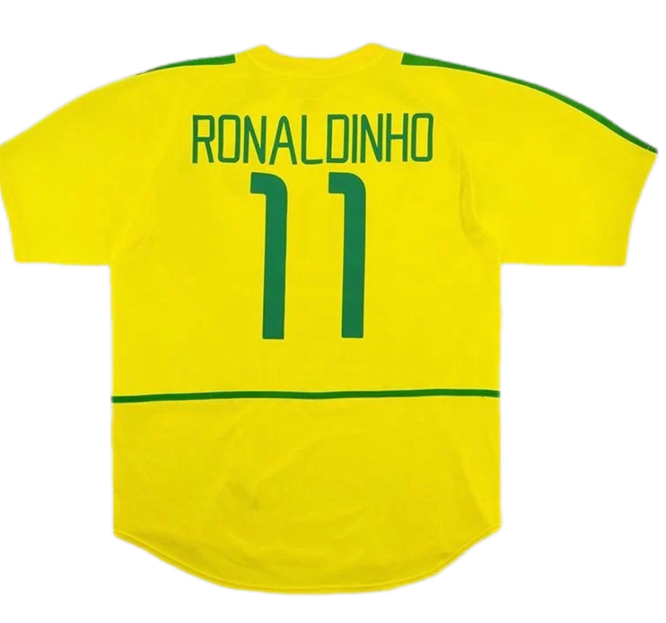 Brazil Ronaldinho #11 Retro Jersey Home World Cup 2002