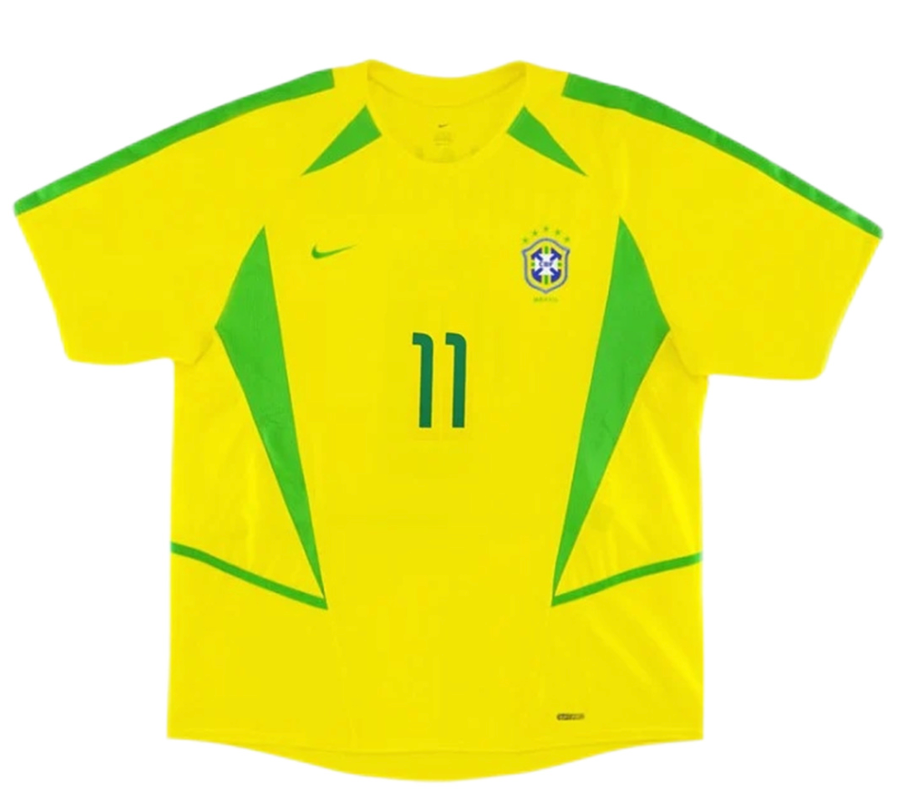 Brazil Ronaldinho #11 Retro Jersey Home World Cup 2002