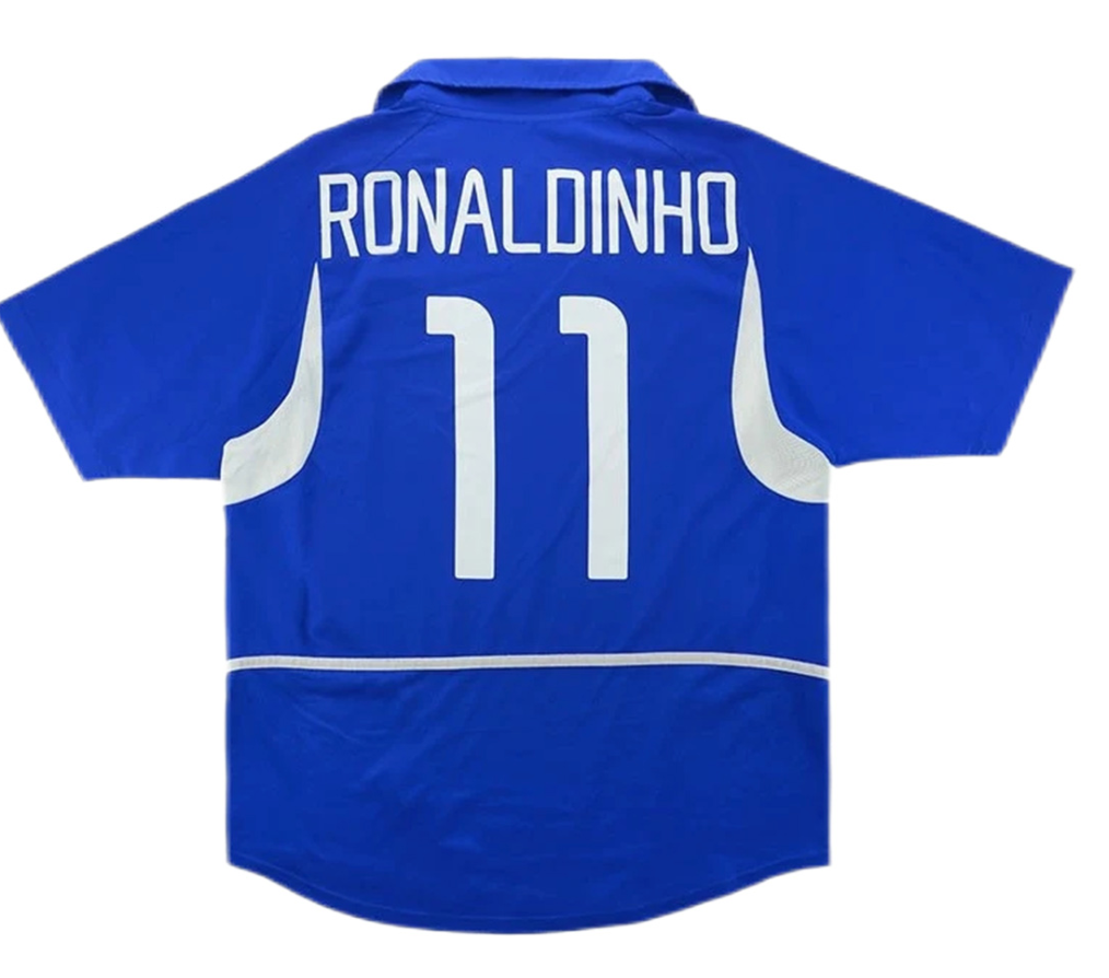 Brazil Ronaldinho #11 Retro Jersey Away World Cup 2002