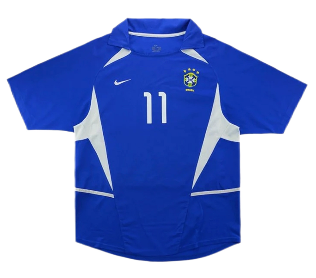 Brazil Ronaldinho #11 Retro Jersey Away World Cup 2002