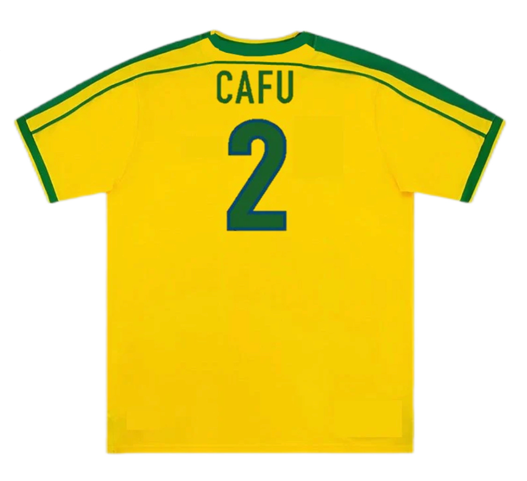 Brazil CAFU #2 Retro Jersey Home World Cup 1998