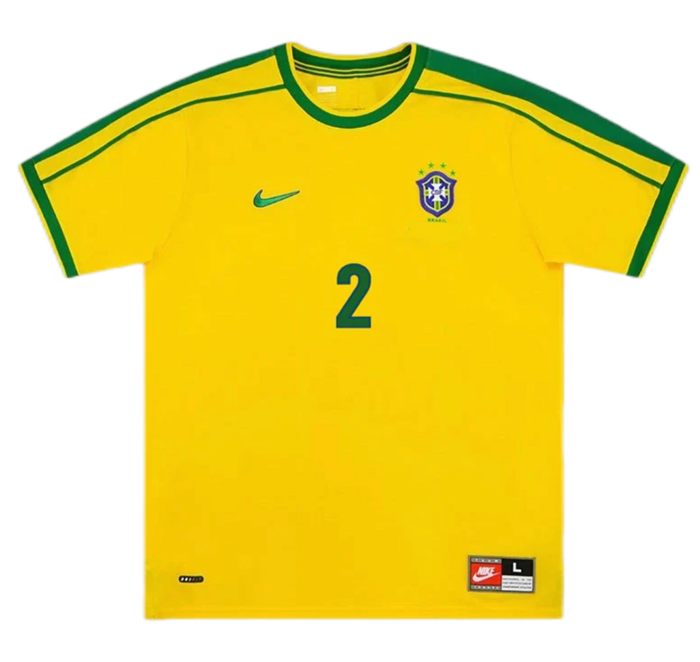 Brazil CAFU #2 Retro Jersey Home World Cup 1998