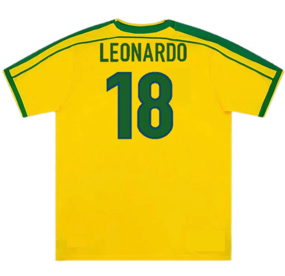 Brazil LEONARDO #18 Retro Jersey Home World Cup 1998