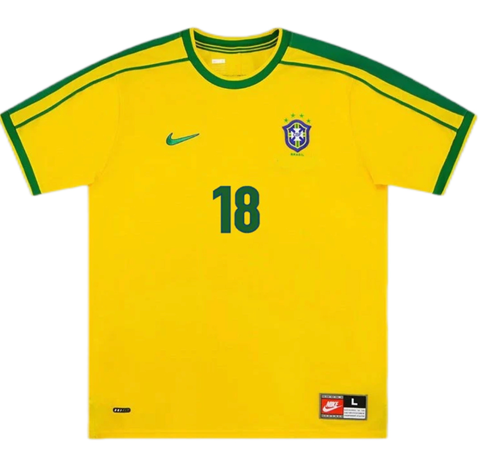 Brazil LEONARDO #18 Retro Jersey Home World Cup 1998