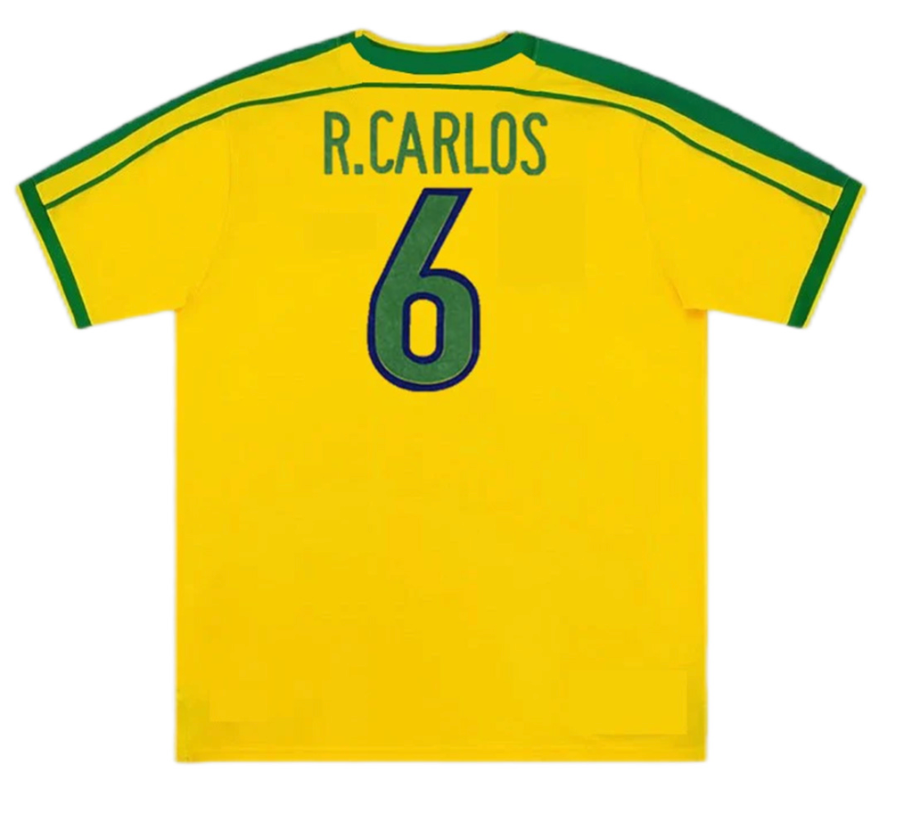 Brazil R.CARLOS #6 Retro Jersey Home World Cup 1998