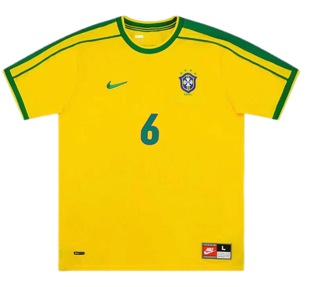 Brazil R.CARLOS #6 Retro Jersey Home World Cup 1998