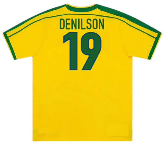 Brazil DENILSON #19 Retro Jersey Home World Cup 1998