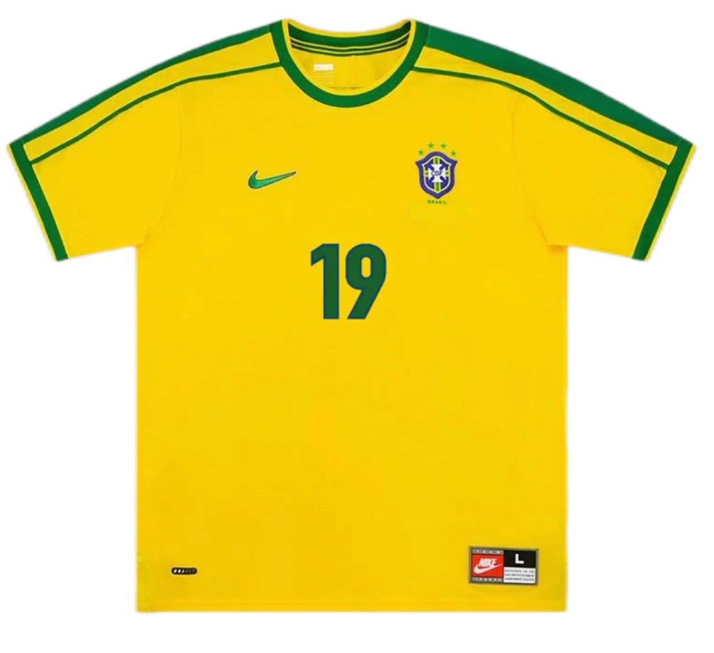 Brazil DENILSON #19 Retro Jersey Home World Cup 1998