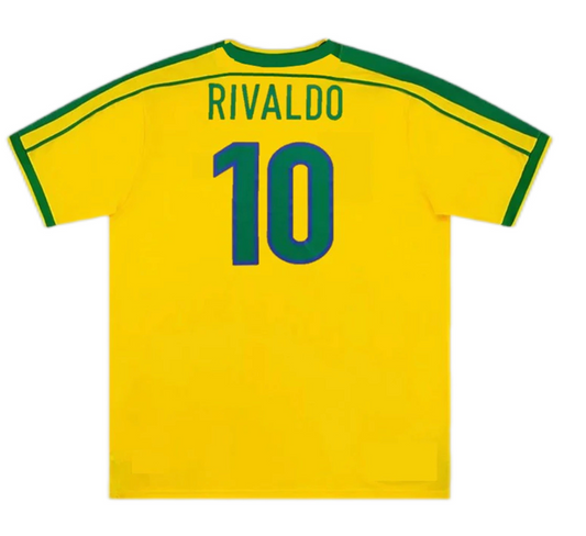 Brazil RIVALDO #10 Retro Jersey Home World Cup 1998