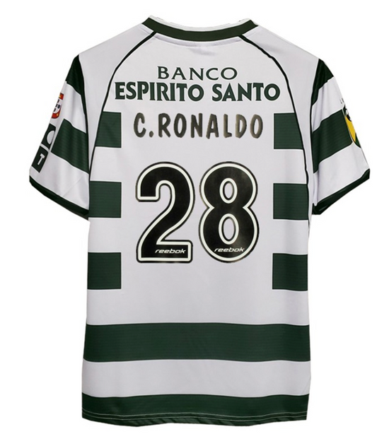 C.RONALDO #28 Retro Sporting Lisbon Home Jersey 2002/03