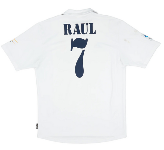 RAUL #7 Real Madrid Retro Jersey Centenary Home 2002/03