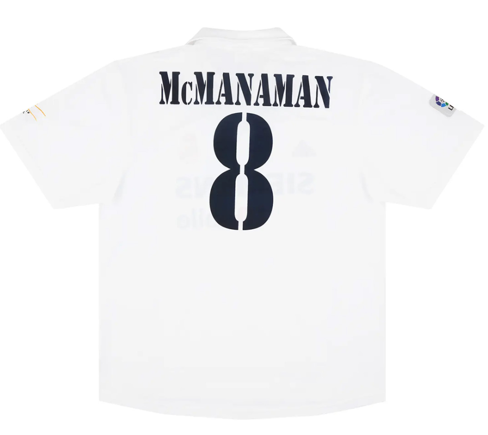 McMANAMAN #8 Real Madrid Retro Jersey Centenary Home 2002/03