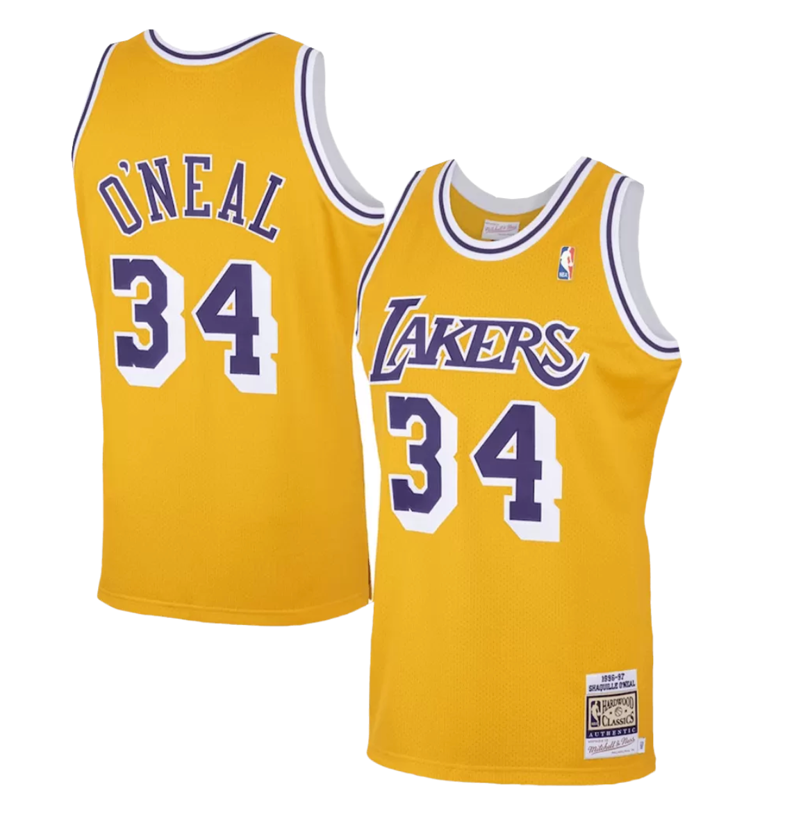 Los Angeles Lakers O'NEAL #34 Yellow Throwback Jersey